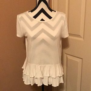 Loft- White/cream ruffle bottom top